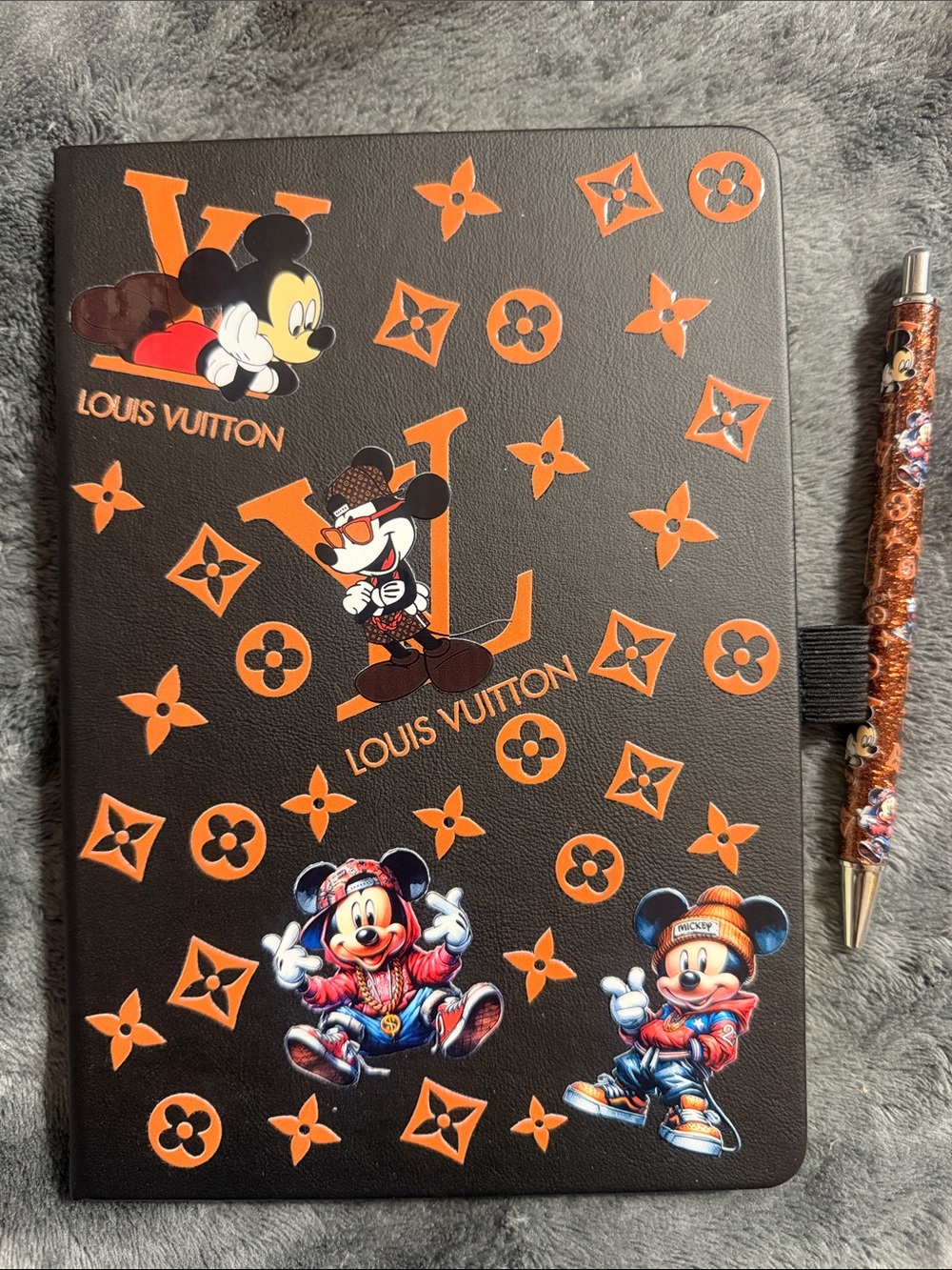 Black & brown journal with matching pen.